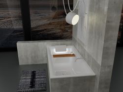 Wanna prostokątna 170x75cm z zagłówkiem po lewej Riho Still Square LED B100005005 biały połysk