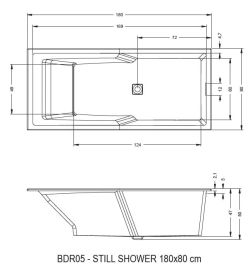 Wanna prostokątna 180x80 cm z hydromasażem Air Riho Still Shower BR05A1GH1003 biały