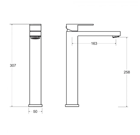 Bateria umywalkowa wysoka Besco Varium/Modern I chrom BU-MVI-CH rys. tech.