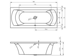 Wanna prostokątna 160x70 cm z hydromasażem Air Riho Lima BB42A1GH1003 biały