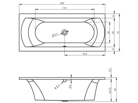 Przejdź do produktu Wanna prostokątna 160x70 cm z hydromasażem Riho Lima B050002005 biały