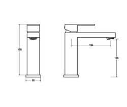 Bateria umywalkowa Besco Varium/Modern II czarny matt BU-MVII-CZ rys. tech.