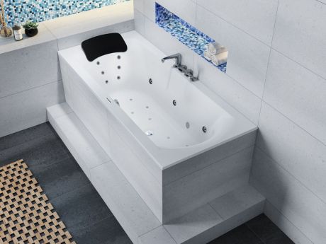 Przejdź do produktu Wanna prostokątna 150x70 cm z hydromasażem Riho Lima B049002005 biały