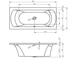 Wanna prostokątna 150x70 cm z hydromasażem Air Riho Lima BB40A1GH1003 biały