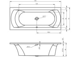Wanna prostokątna 170x75 cm z hydromasażem Air Riho Lima BB44A1GH1003 biały