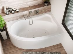 Wanna narożna 154x101 cm z systemem hydromasażem Air Riho Aryl B022007005 lewa biały
