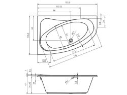 Wanna narożna 154x101 cm z systemem hydromasażem Air Riho Lyra BA67A1GH1003 prawa biały