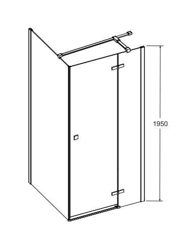 Kabina prysznicowa kwadratowa 90x90 cm Besco Pixa PKP/PKL-90-195C rys. tech.