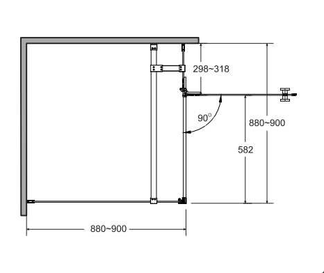 Kabina prysznicowa kwadratowa 90x90 cm Besco Pixa PKP/PKL-90-195C rys. tech.