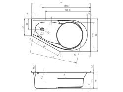 Wanna asymetryczna 160x90 cm z hydromasażem Riho Yukon BA35A1GH1003 lewa biały