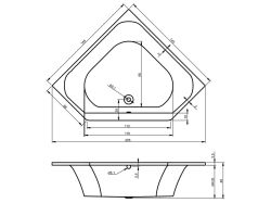 Wanna narożna 145x145 cm z hydromasażem Riho Austin BA11A1GH1003 biały
