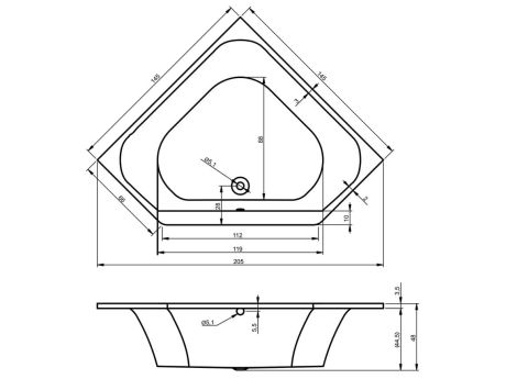 Przejdź do produktu Wanna narożna 145x145 cm z hydromasażem Riho Austin B005007005 biały
