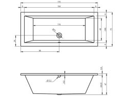 Wanna prostokątna 170x75 cm z hydromasażem Air Riho Lusso BA18A1GH1003 biały połysk