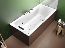 Wanna prostokątna 190x90 cm z hydromasażem Riho Lusso - rysunek poglądowy z systemem Bliss