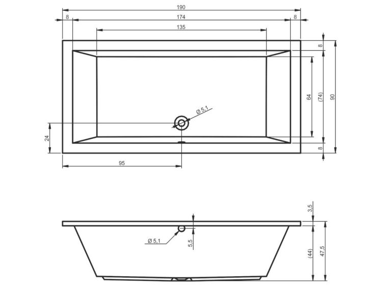 Wanna prostokątna 190x90 cm z hydromasażem Air Riho Lusso BA99A1GH1003 biały połysk