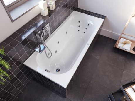 Przejdź do produktu Wanna prostokątna 160x70 cm z hydromasażem Riho Miami B059003005 biały połysk