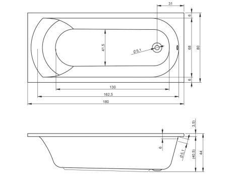Przejdź do produktu Wanna prostokątna 180x80 cm z hydromasażem Riho Miami B061002005 biały połysk