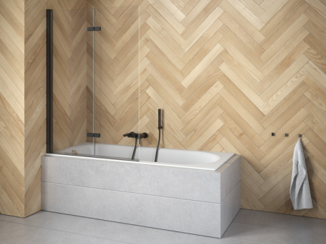 Przejdź do produktu Parawan nawannowy dwuskrzydłowy Besco Lumix Black 100x145 cm PLB-2S