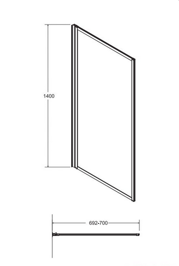 Parawan nawannowy jednoskrzydłowy Besco Enzo 70x140 cm PEB-1S rys. tech.