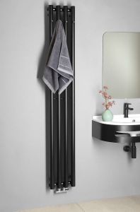 PILON grzejnik łazienkowy 270x1800 mm, z 4 haczykami, czarny matowy