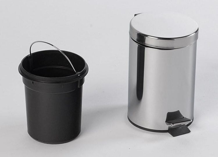 SIMPLE LINE kosz na śmieci okrągły 3l, polerowana stal nierdzewna