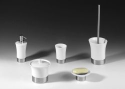 JUSTY szczotka WC do postwaienia, ceramika/stal nierdzewna