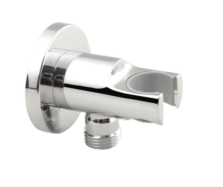 Przyłącze kątowe z uchwytem, okrągłę, chrom