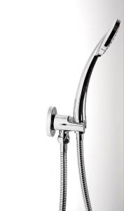 Przyłącze kątowe z uchwytem, okrągłę, chrom