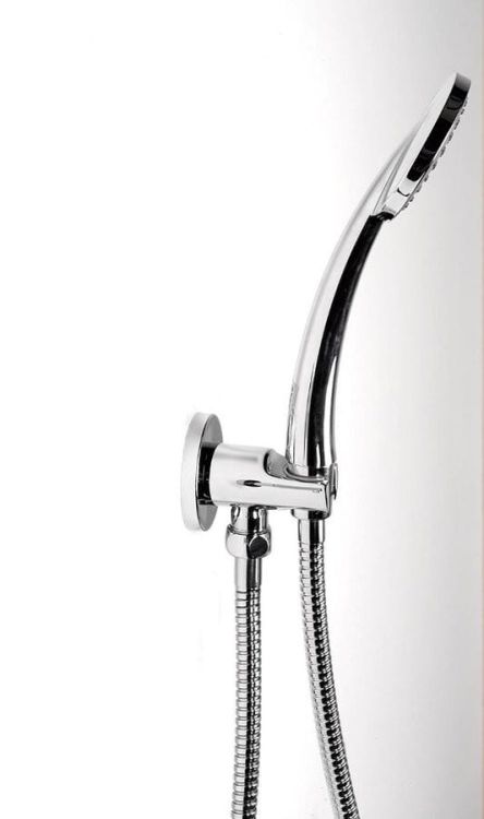 Przyłącze kątowe z uchwytem, okrągłę, chrom