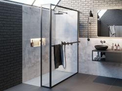 Kabina prysznicowa walk-in 120x200x30 cm z elementem stałym Riho Lucid GD402 G005035121 czarny