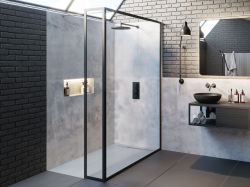 Kabina prysznicowa walk-in 120x200x30 cm z elementem stałym Riho Lucid GD402 G005035121 czarny