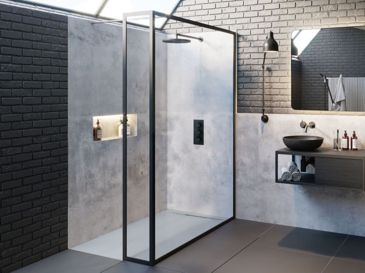 Kabina prysznicowa walk-in 120x200x30 cm z elementem stałym Riho Lucid GD402 G005035121 czarny