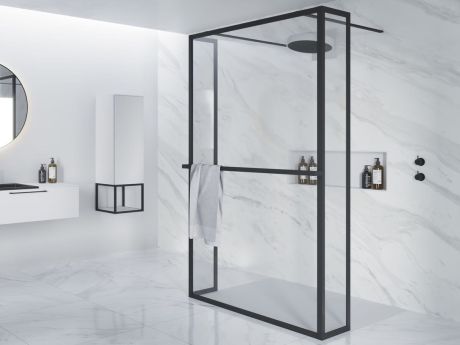 Przejdź do produktu Kabina prysznicowa walk-in 90x200x30 cm z 2 elementami stałymi Riho Lucid GD404 G005037121 czarny