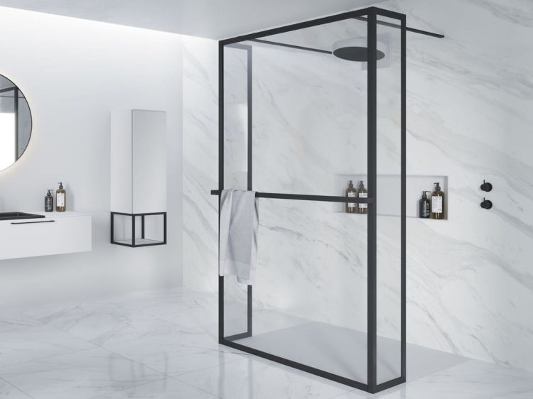 Kabina prysznicowa walk-in 90x200x30 cm z 2 elementami stałymi Riho Lucid GD404 G005037121 czarny