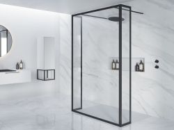 Kabina prysznicowa walk-in 140x200x30 cm z 2 elementami stałymi Riho Lucid GD404 G005040121 czarny