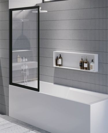 Przejdź do produktu Parawan nawannowy 80x150 cm z czarnymi profilami Riho Lucid GD501 G005046121 czarny