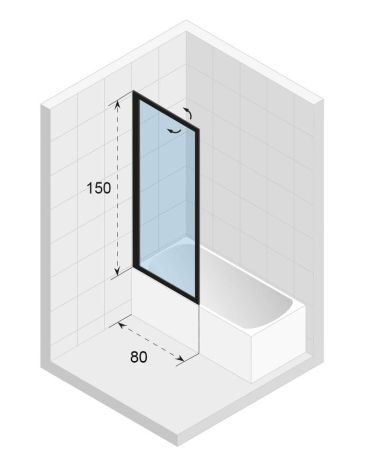 Przejdź do produktu Parawan nawannowy 80x150 cm z czarnymi profilami Riho Lucid GD501 G005046121 czarny