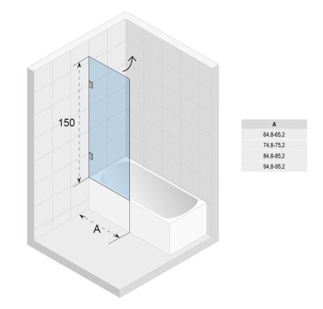 Przejdź do produktu Parawan nawannowy 85x150 cm Riho Scandic NXT X108 G001139120 chrom lewy