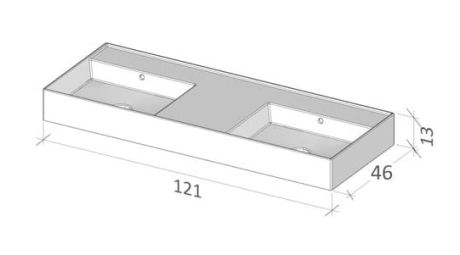 Przejdź do produktu Umywalka ceramiczna podwójna 121x46 cm Riho Livit Glaze Top W006010005 biały połysk