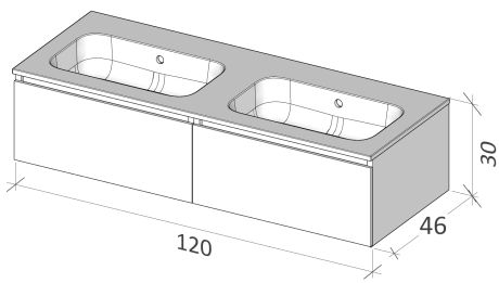 Przejdź do produktu Umywalka podwójna Solid Surface 120,5x46 cm Riho Livit Velvet Slim W007007105 biały mat