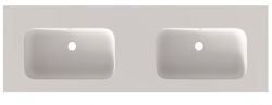 Umywalka podwójna Solid Surface 120,5x46 cm Riho Livit Velvet Slim W007007105 biały mat