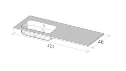 Umywalka prostokątna Solid Surface 120,5x46 cm Riho Livit Velvet Slim W007009105 biały mat