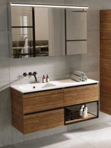 Umywalka prostokątna Solid Surface 120,5x46 cm Riho Livit Velvet Slim W007009105 biały mat