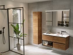 Umywalka prostokątna Solid Surface 120,5x46 cm Riho Livit Velvet Slim W007011105 biały mat