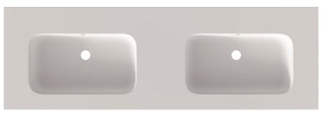 Przejdź do produktu Umywalka podwójna Solid Surface 160,5x46 cm Riho Livit Velvet Slim W007015105 biały mat