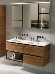 Umywalka podwójna Solid Surface 120,5x46 cm Riho Livit Velvet Slim W007007105 biały mat