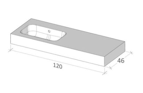Przejdź do produktu Umywalka prostokątna Solid Surface 120,5x46 cm z blatem po prawej stronie Riho Livit Velvet Top W008009105 biały mat