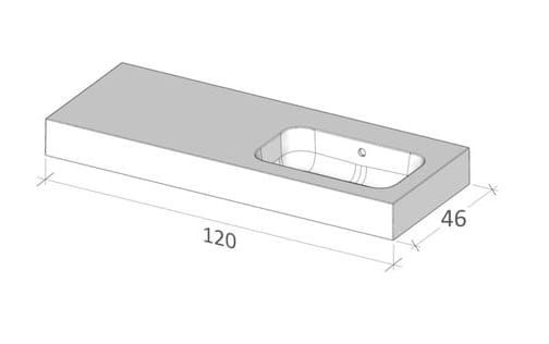 Umywalka prostokątna Solid Surface 120,5x46 cm z blatem po lewej stronie Riho Livit Velvet Top W008011105 biały mat