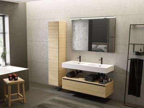 Przejdź do produktu Umywalka podwójna Solid Surface 140,5x46 cm Riho Livit Velvet Top W008013105 biały mat