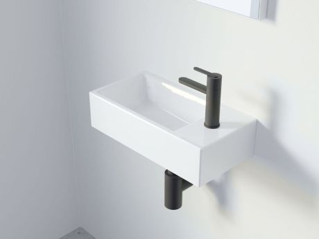 Przejdź do produktu Umywalka nablatowa prostokątna 40x20 cm Riho Livit Tiny Wash W012001005 biały połysk